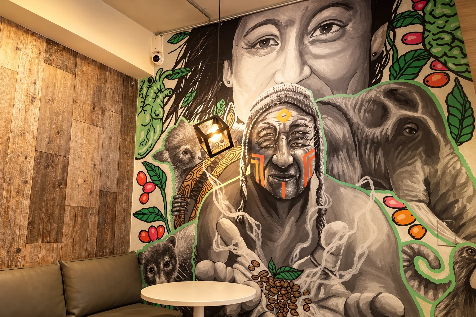 Recreación del mural de la cafetería